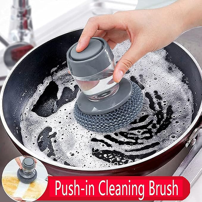 Soap‑Dispensing Dish Brush with Built‑In Liquid Reservoir
