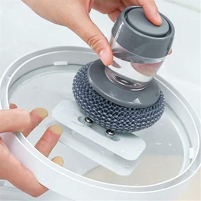Soap‑Dispensing Dish Brush with Built‑In Liquid Reservoir