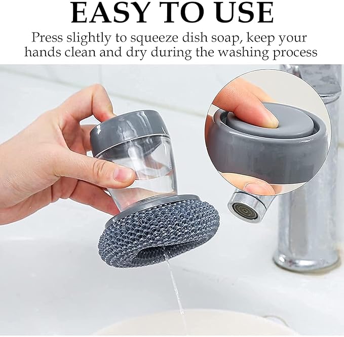 Soap‑Dispensing Dish Brush with Built‑In Liquid Reservoir